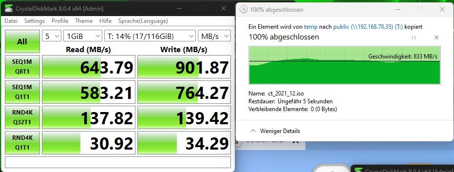 Benchmark Qnap TS-464-4G Samsung 970 EVO Plus 1TB M.2 NVMe SSD (MZ-V7S1T0BW) 6TB Toshiba Enterprise MG06ACA600E