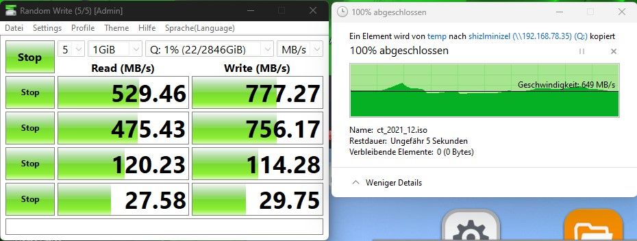 Benchmark Qnap TS-464-4G Kingston NV2 NVMe PCIe 4.0 SSD 2000G M.2 (SNV2S2000G) 4TB Seagate Barracuda 5400 U/Min (ST4000DM004)